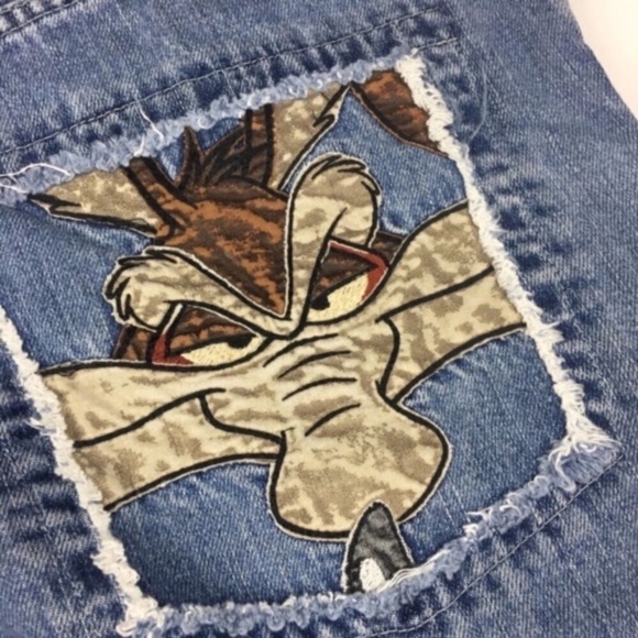 History Iceberg Jeans 90s Y2K Wile E Coyote Looney Tunes Patch Size 40 Vintage - Picture 8 of 16